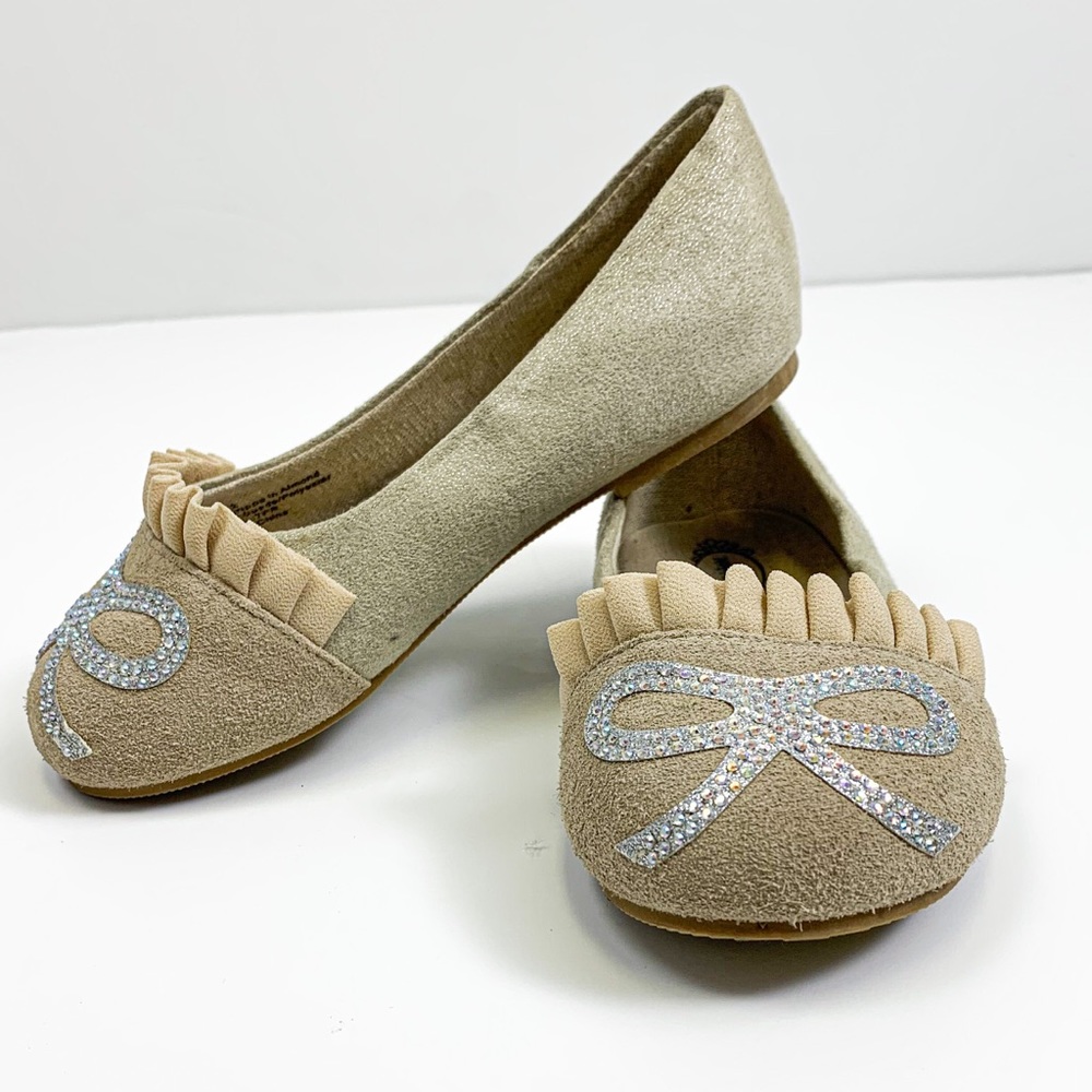 Joyfolie girls bow flats tan